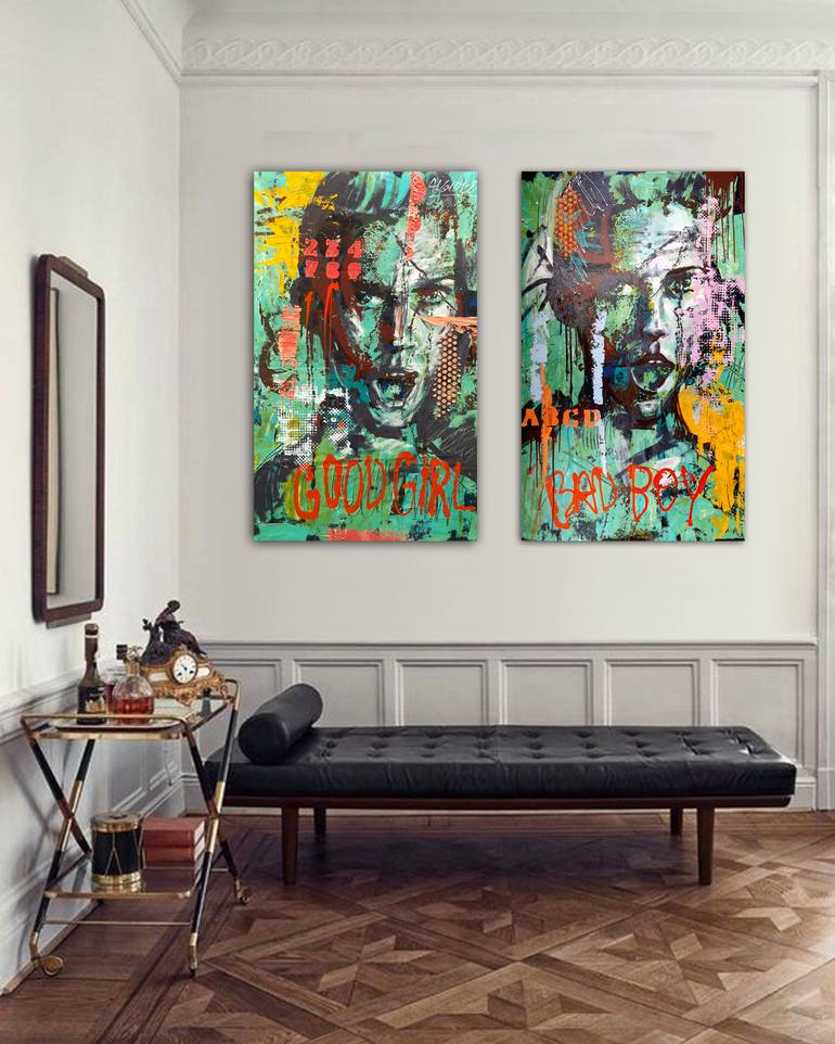 Original Expressionism People Painting by Algis Berziunas