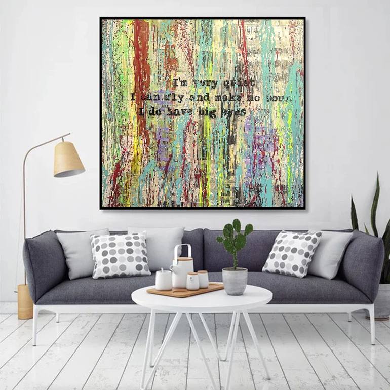 Original Abstract Expressionism Typography Painting by Algis Beržiūnas