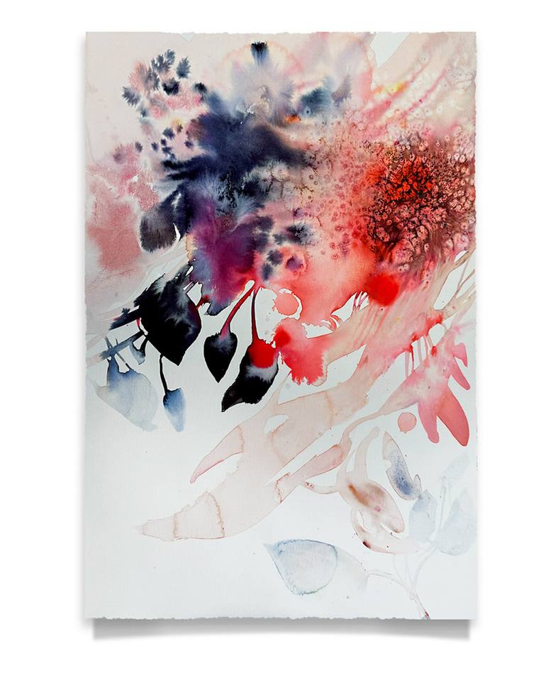 サーチ品 Watercolor Flower, Abstract Botanical Painting, Plant Art Bluet2