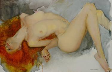 Original Expressionism Erotic Paintings by Lena Lafaki