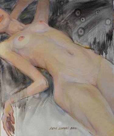 Original Figurative Nude Painting by Lena Lafaki