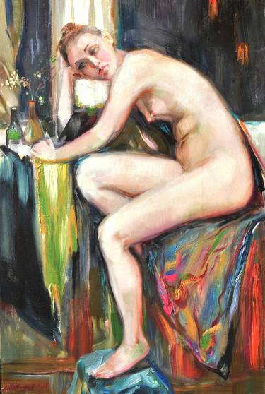 Original Figurative Nude Paintings by Lena Lafaki