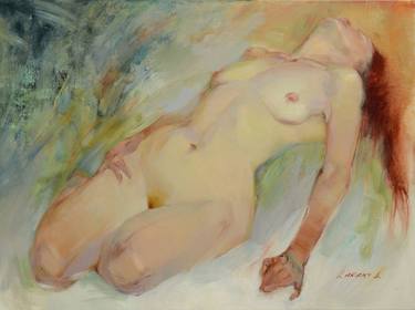 Print of Impressionism Nude Paintings by Lena Lafaki