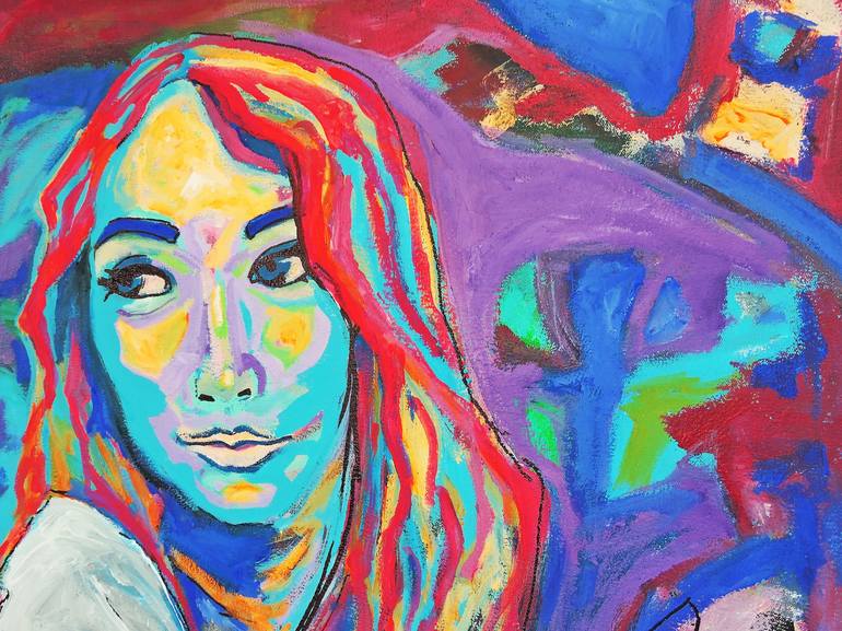 Original Expressionism Portrait Painting by Raquel Sarangello