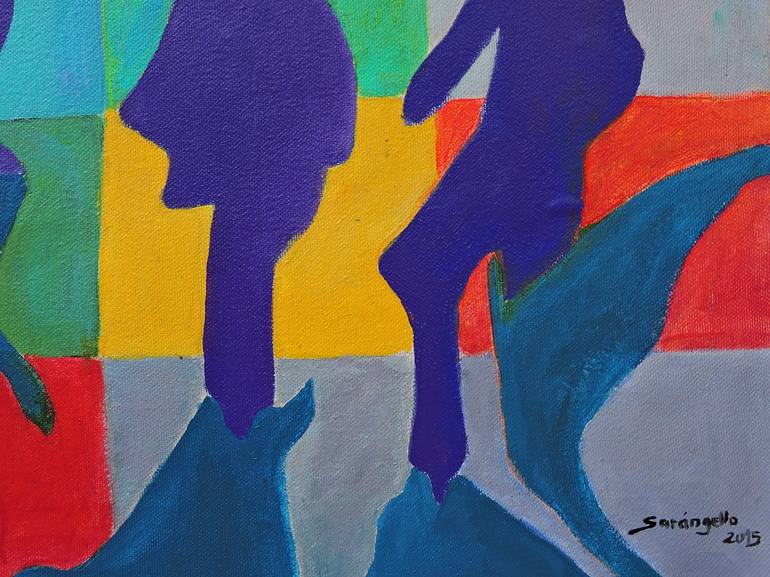 Original Abstract People Painting by Raquel Sarangello