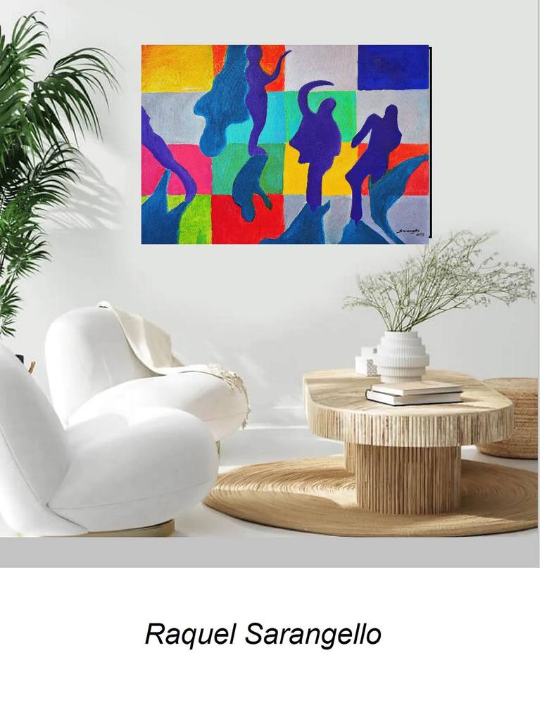 Original Abstract People Painting by Raquel Sarangello