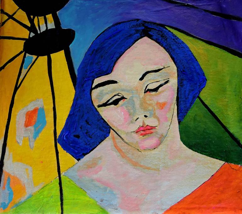 Original Expressionism Portrait Painting by Raquel Sarangello