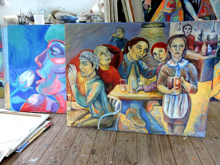 Original People Painting by Raquel Sarangello