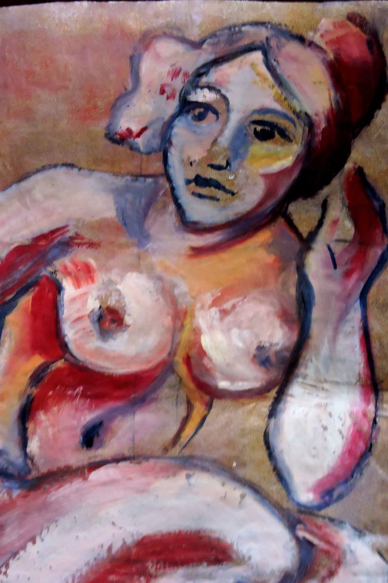 Original Expressionism Nude Painting by Raquel Sarangello