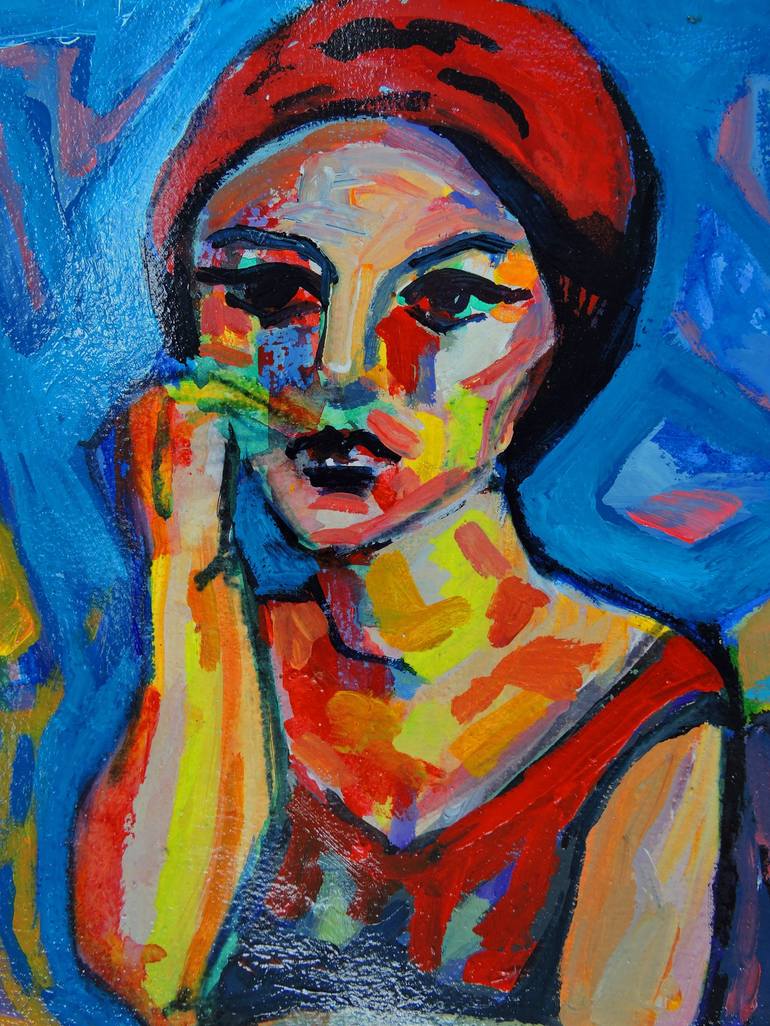 Original Expressionism People Painting by Raquel Sarangello