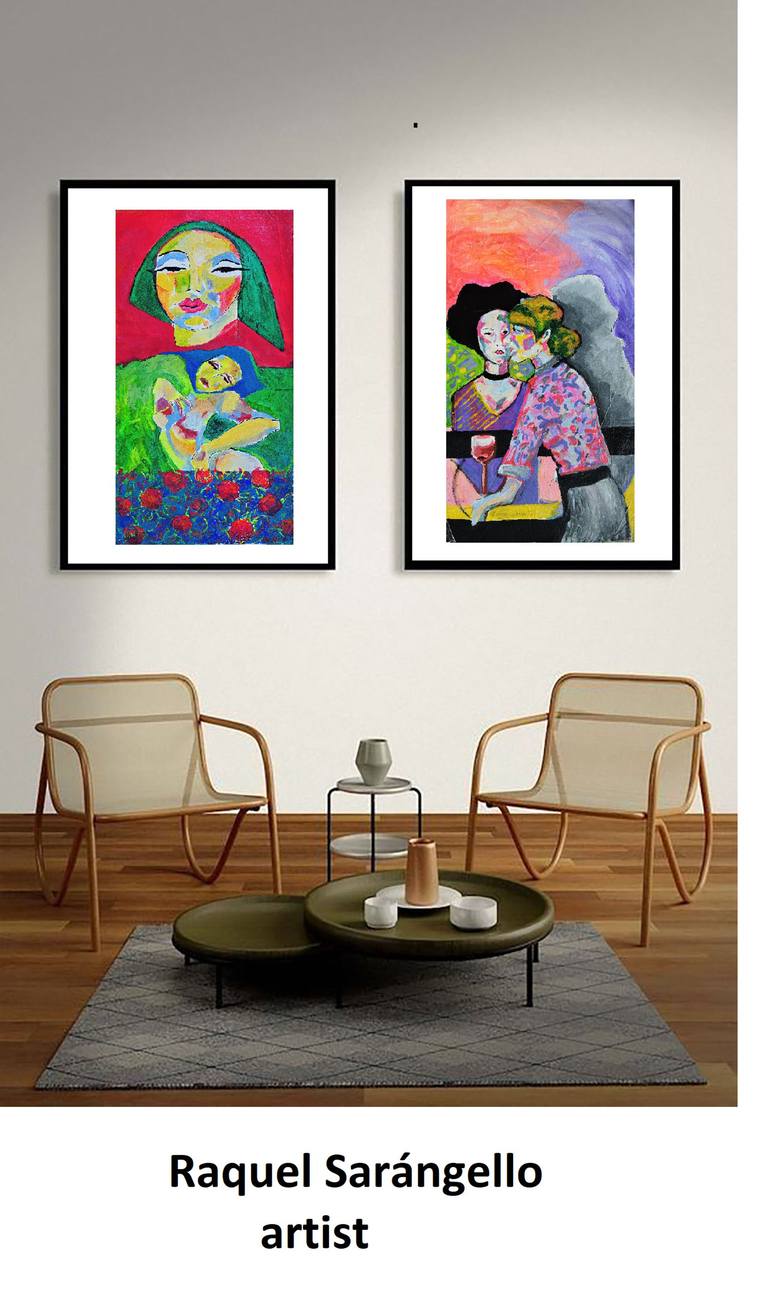 Original Expressionism Love Painting by Raquel Sarangello