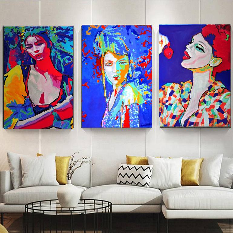 Original Abstract People Painting by Raquel Sarangello