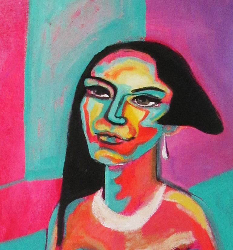 Original Expressionism Portrait Painting by Raquel Sarangello