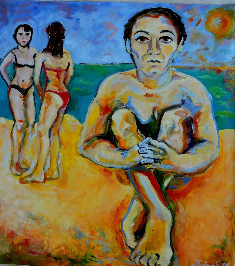 Original Beach Painting by Raquel Sarangello