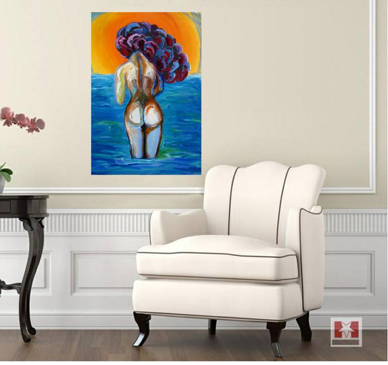 Original Figurative Beach Painting by Raquel Sarangello