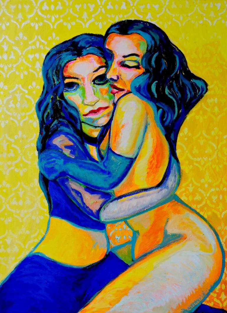 Original Fine Art Love Painting by Raquel Sarangello