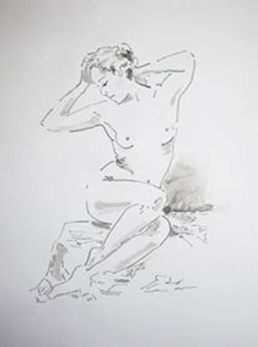 Original Fine Art Nude Drawings by Raquel Sarangello