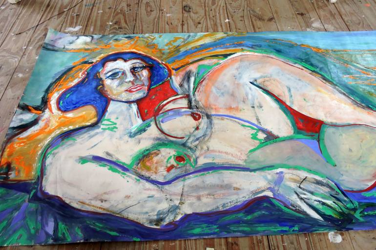 Original Expressionism Nude Painting by Raquel Sarangello