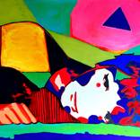 Relax, inspired by Mondrian, figurative. by Raquel Sarangello