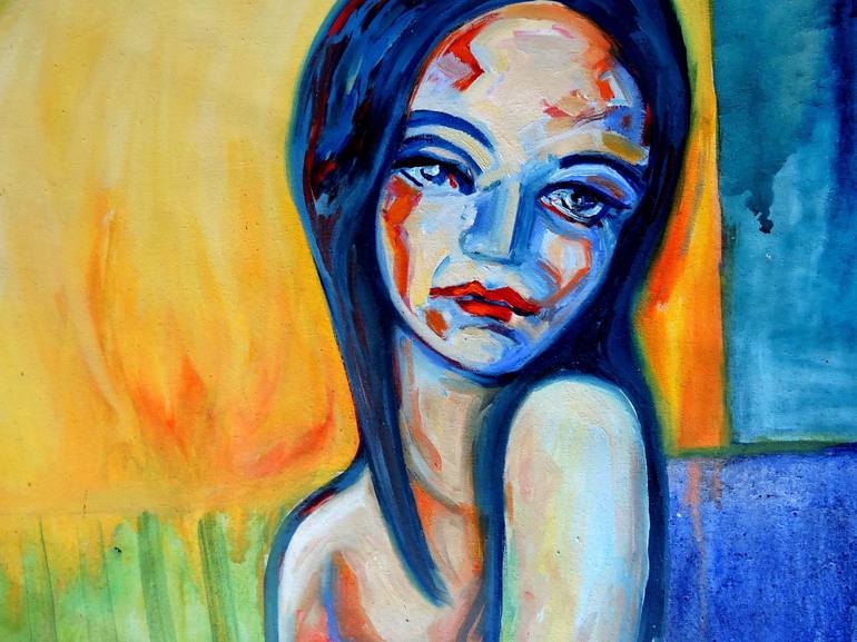 Original Fine Art Portrait Painting by Raquel Sarangello