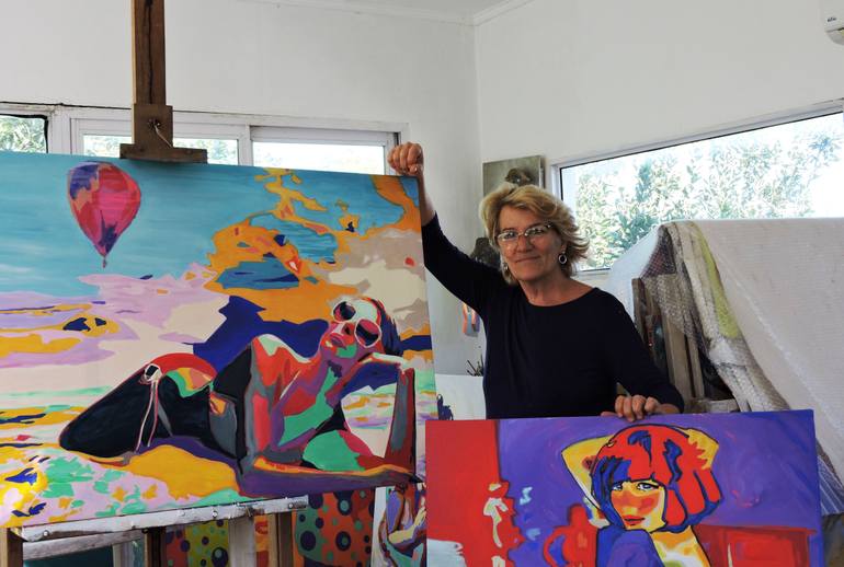 Original Figurative Beach Painting by Raquel Sarangello
