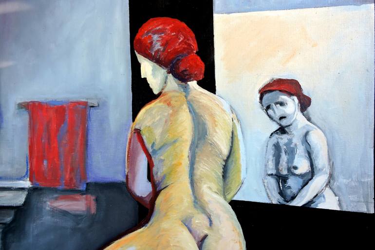 Original Fine Art Nude Painting by Raquel Sarangello
