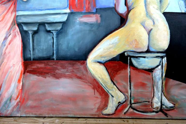 Original Fine Art Nude Painting by Raquel Sarangello