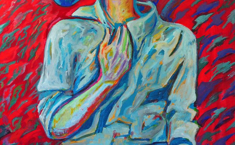 Original Expressionism Portrait Painting by Raquel Sarangello