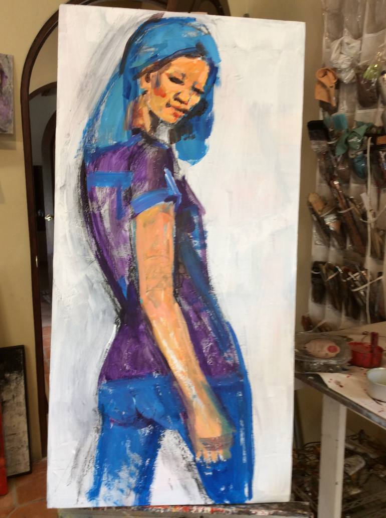 Original Figurative Women Painting by Ezshwan Winding