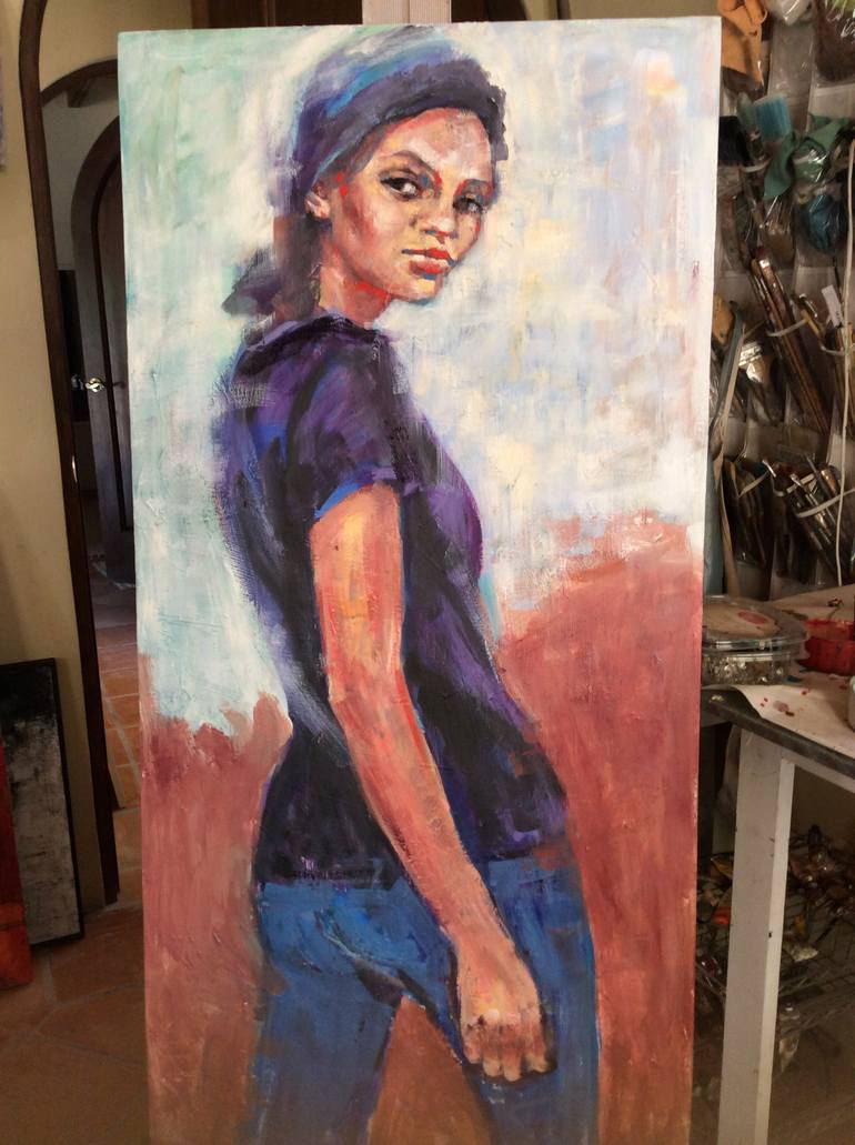 Original Figurative Women Painting by Ezshwan Winding