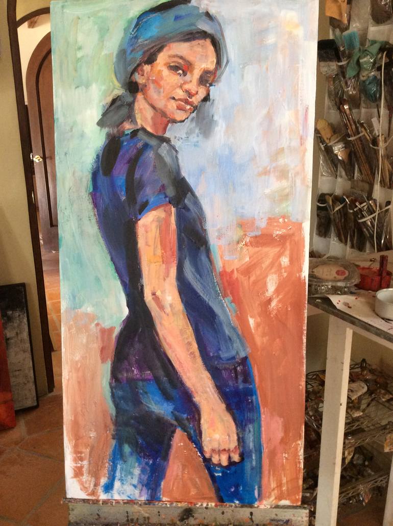 Original Figurative Women Painting by Ezshwan Winding