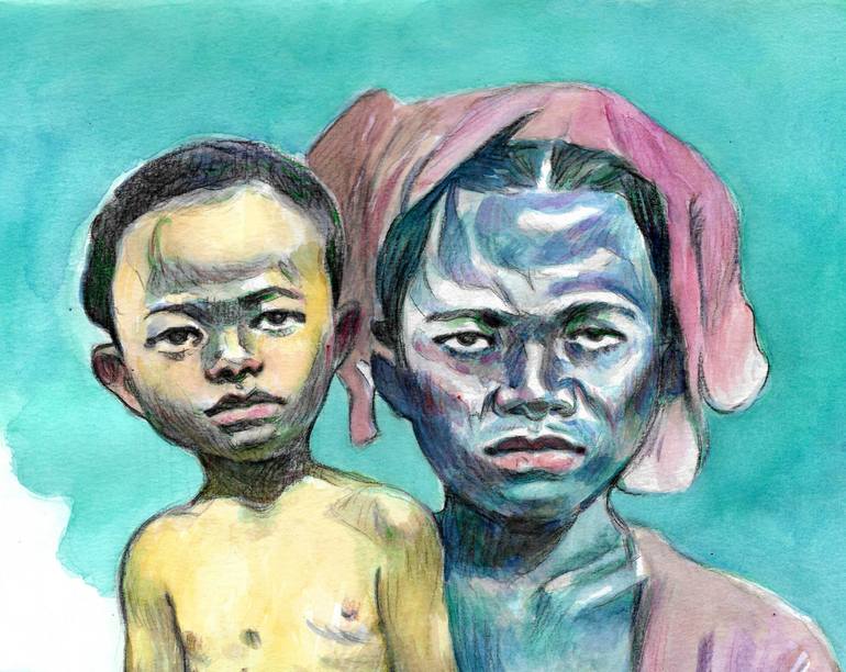 Original Expressionism People Painting by Federico Milano