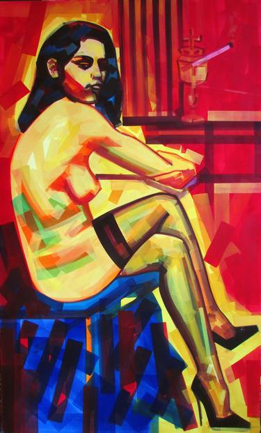 Original Figurative Erotic Paintings by Piotr Kachny