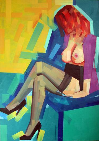 Print of Cubism Erotic Paintings by Piotr Kachny