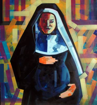 Print of Cubism Religion Paintings by Piotr Kachny