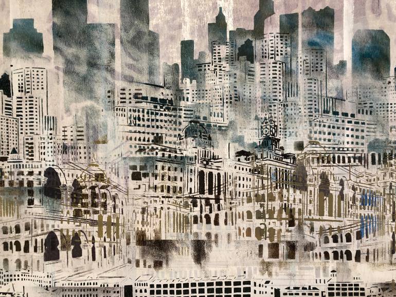 Original Abstract Expressionism Architecture Painting by Phil Davis