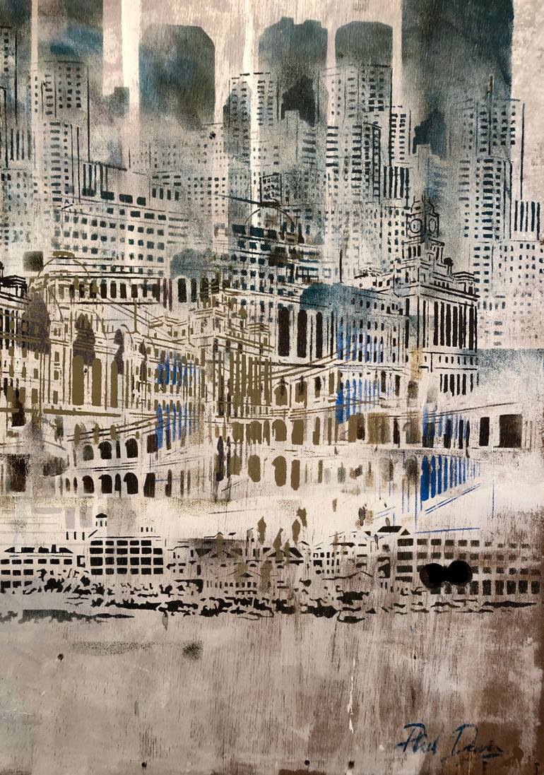 Original Abstract Expressionism Architecture Painting by Phil Davis