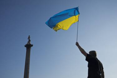 Rally against the invasion of Ukraine in Trafalgar Square, London thumb