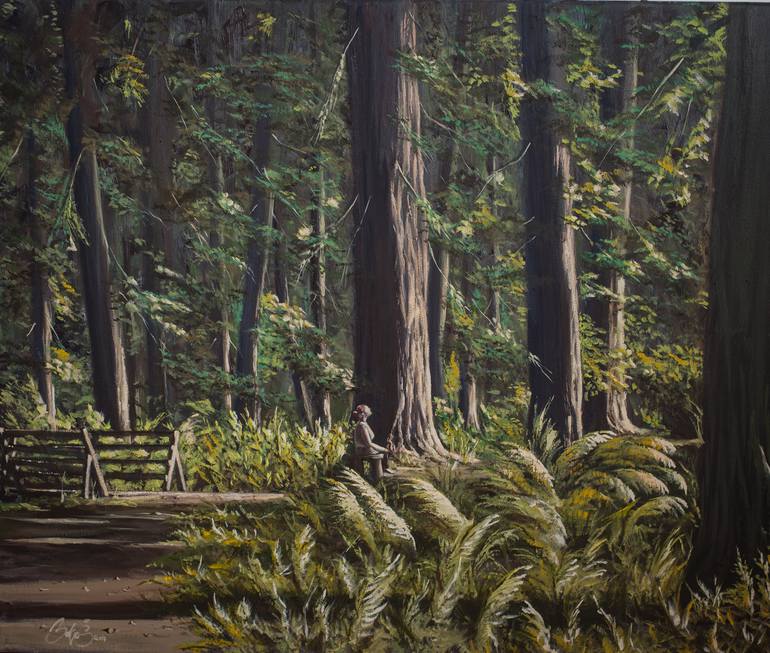 Tall Trees Trail Painting By Bakos Tamas Saatchi Art