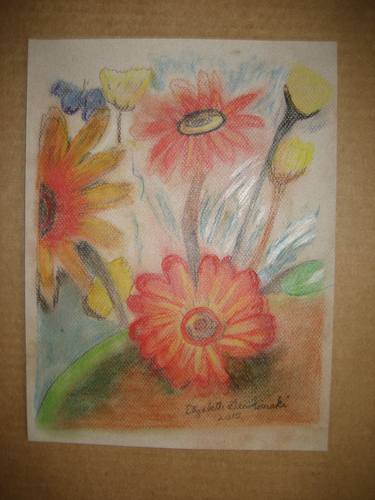 Original Expressionism Floral Drawings by Elizabeth A Gawronski