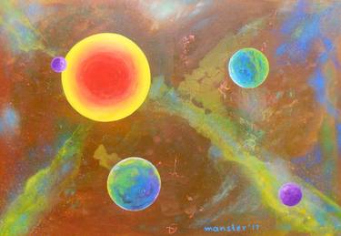 Original Abstract Expressionism Outer Space Paintings by Manolis Stratakis