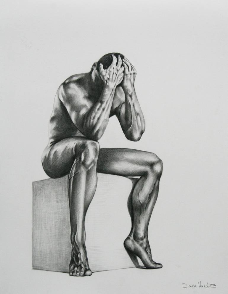 Original Figurative Nude Drawing by Diana Vardanyan