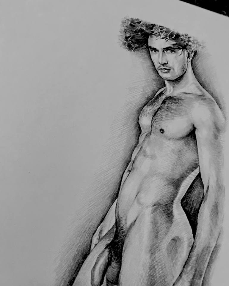 Original Photorealism Nude Drawing by Diana Vardanyan