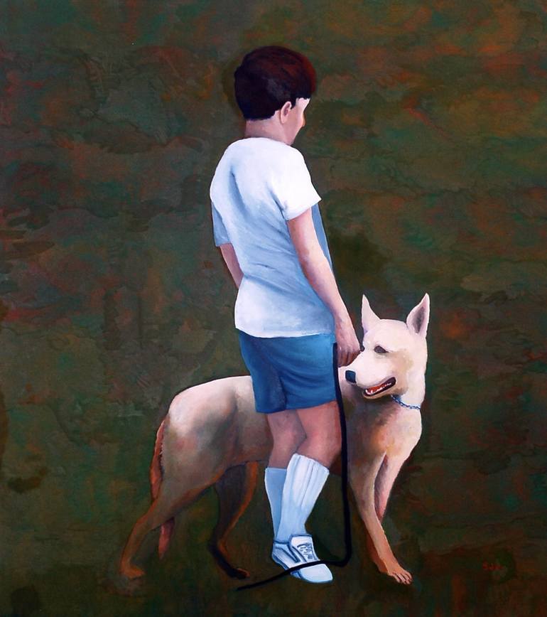 Boy with best sale a dog painting