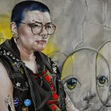 J and graffiti, Martin Street by Jo Beer