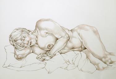 Original Figurative Nude Drawings by Jo Beer