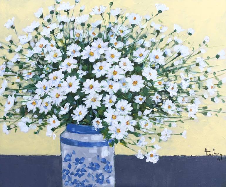 Daisies Painting: Những bông hoa cúc trắng đơn giản và tinh tế luôn là nguồn cảm hứng cho các nghệ sĩ. Hãy ngắm nhìn những bức tranh về daisies và cảm nhận sự thanh tịnh và vui tươi của chúng.