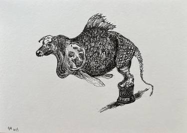 Original Figurative Animal Drawing by Hidden Face