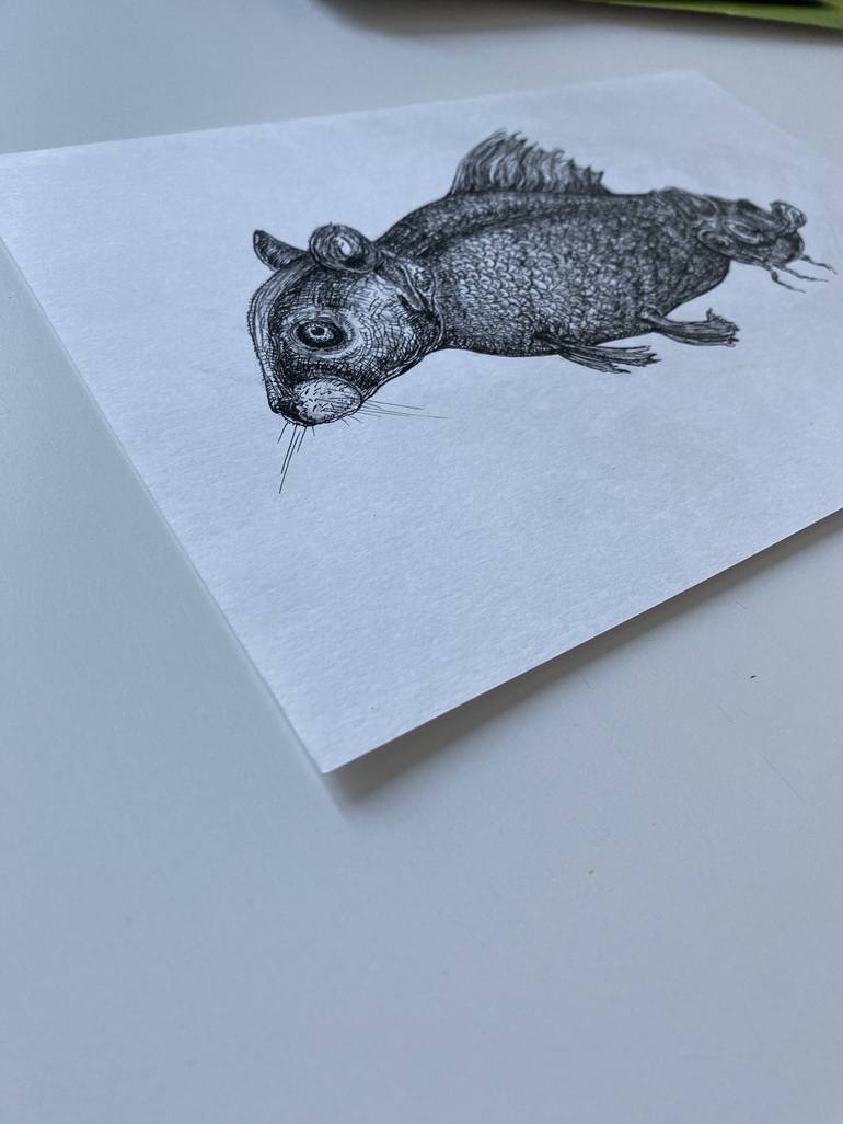 Original Conceptual Animal Drawing by Hidden Face