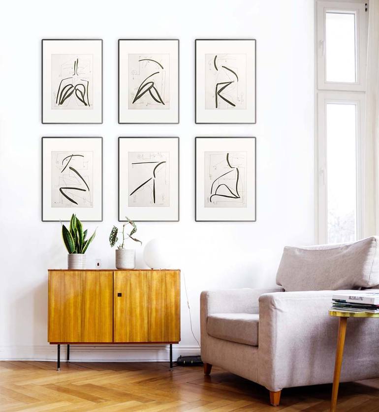 Original Abstract Women Drawing by Raquel Yunta